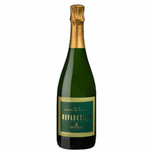 A green bottle of Iron Horse Reflection sparkling wine with a gold foil top and dark green label.