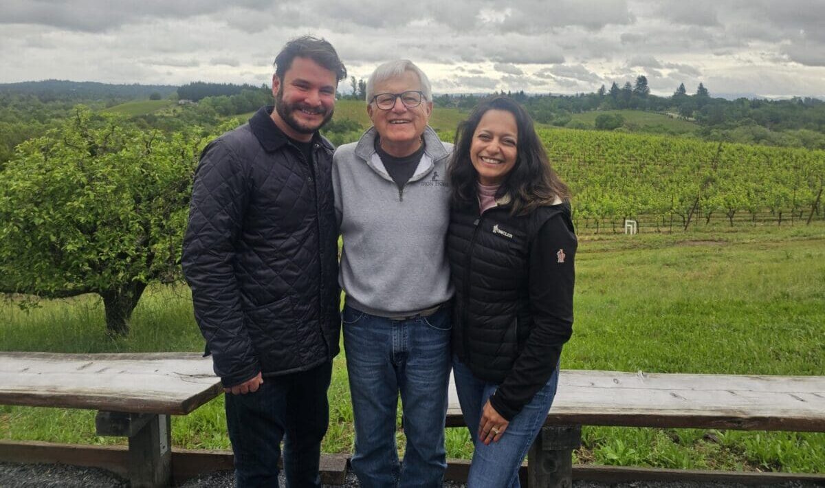 winemaker David Munksgard with a couple at iron horse vineyards