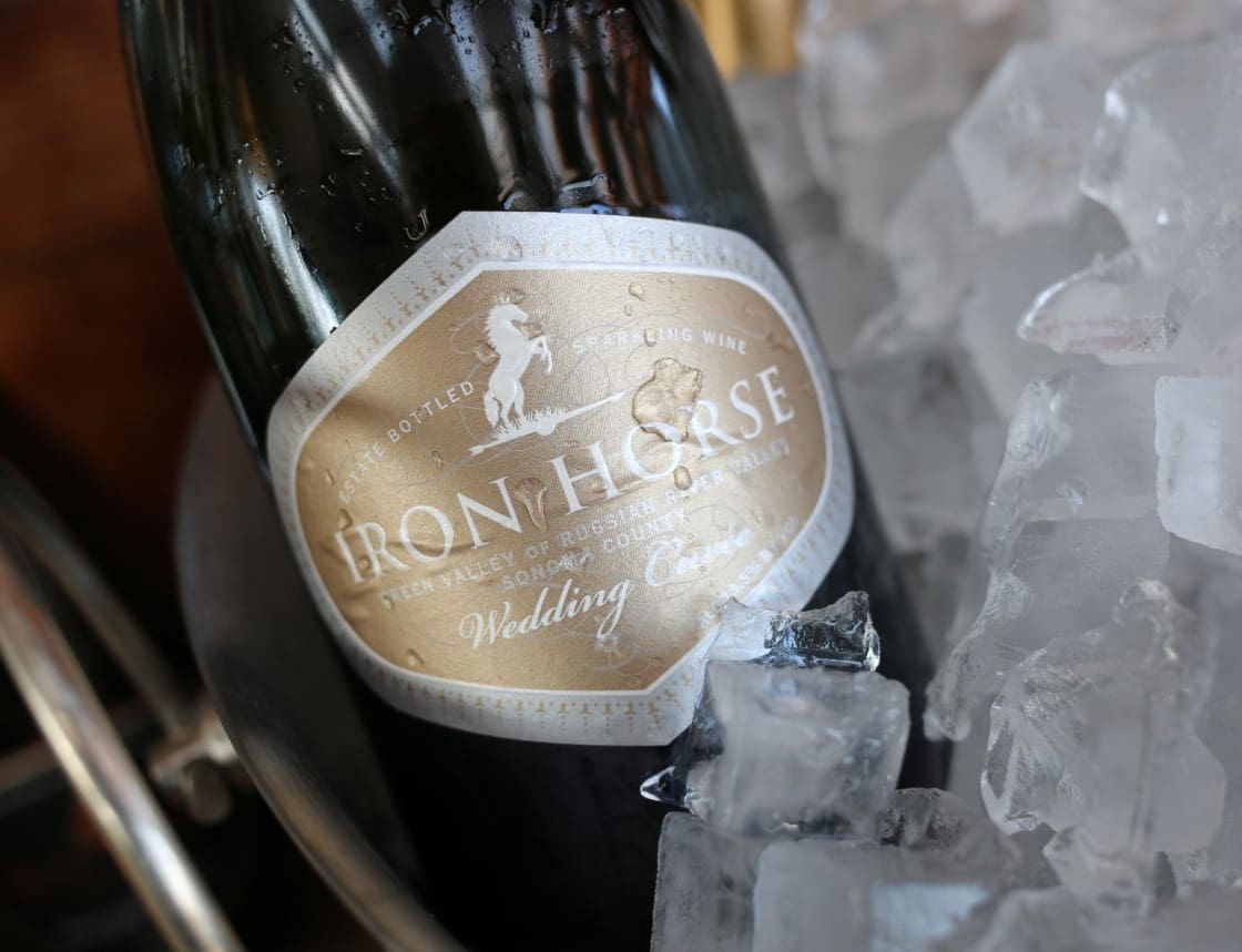 bottle of wedding cuvee on ice