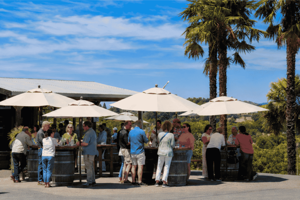 A view of the Iron Horse tasting Room with guests