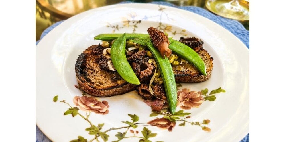 Fresh morels on toast